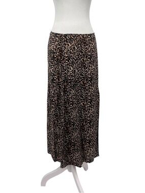 Lusana Leopard Midi Skirt side slit S